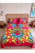 Hand Painted Rayon Bedsheet Set Queen Size